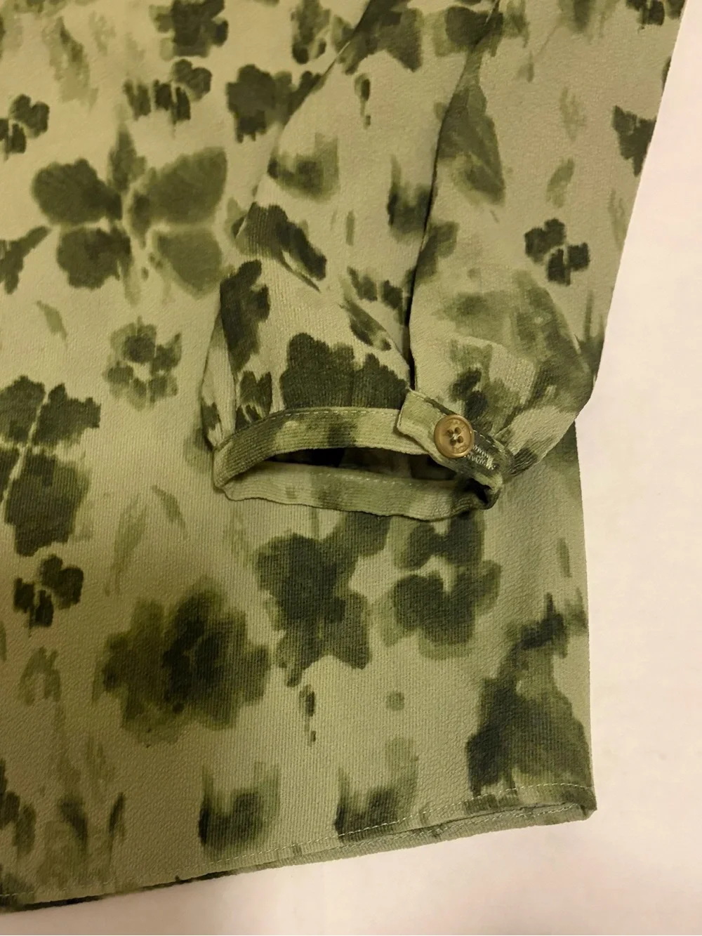 Michael Kors Olive Green Floral Cold-Shoulder Top - XS